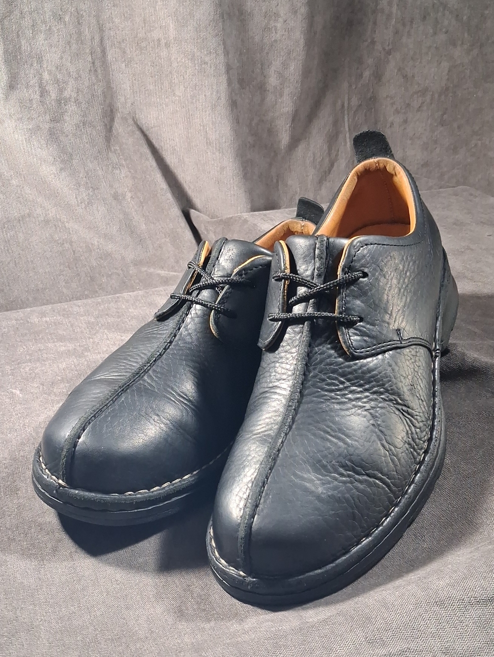 Vintage UGG Australia 5527 Black Pebble Leather Split-Toe Seam Oxfords VG- US 10